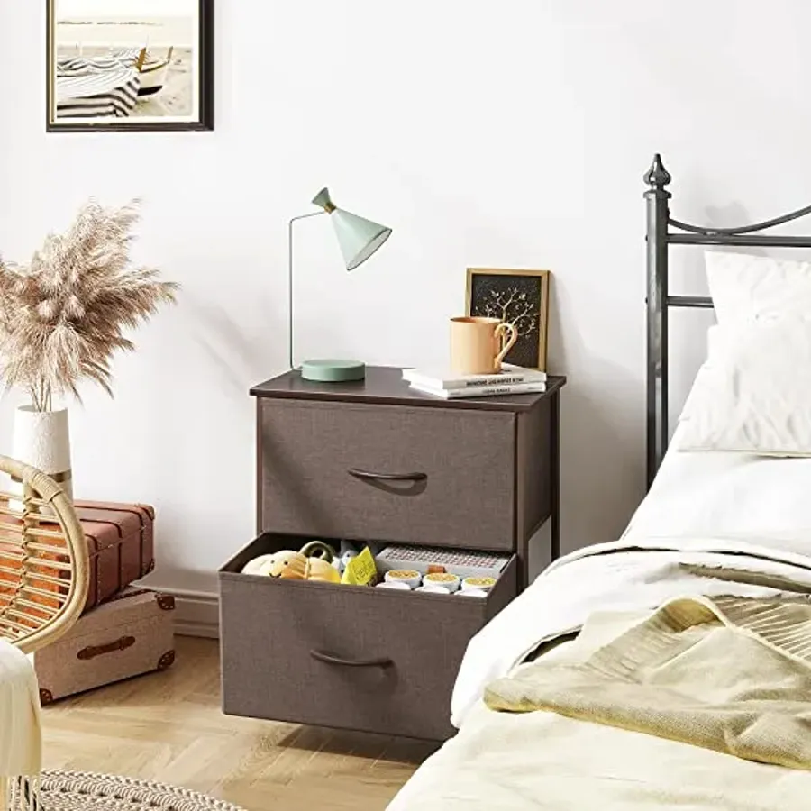 Nightstand with 2 Fabric Drawers - Charcoal Gray