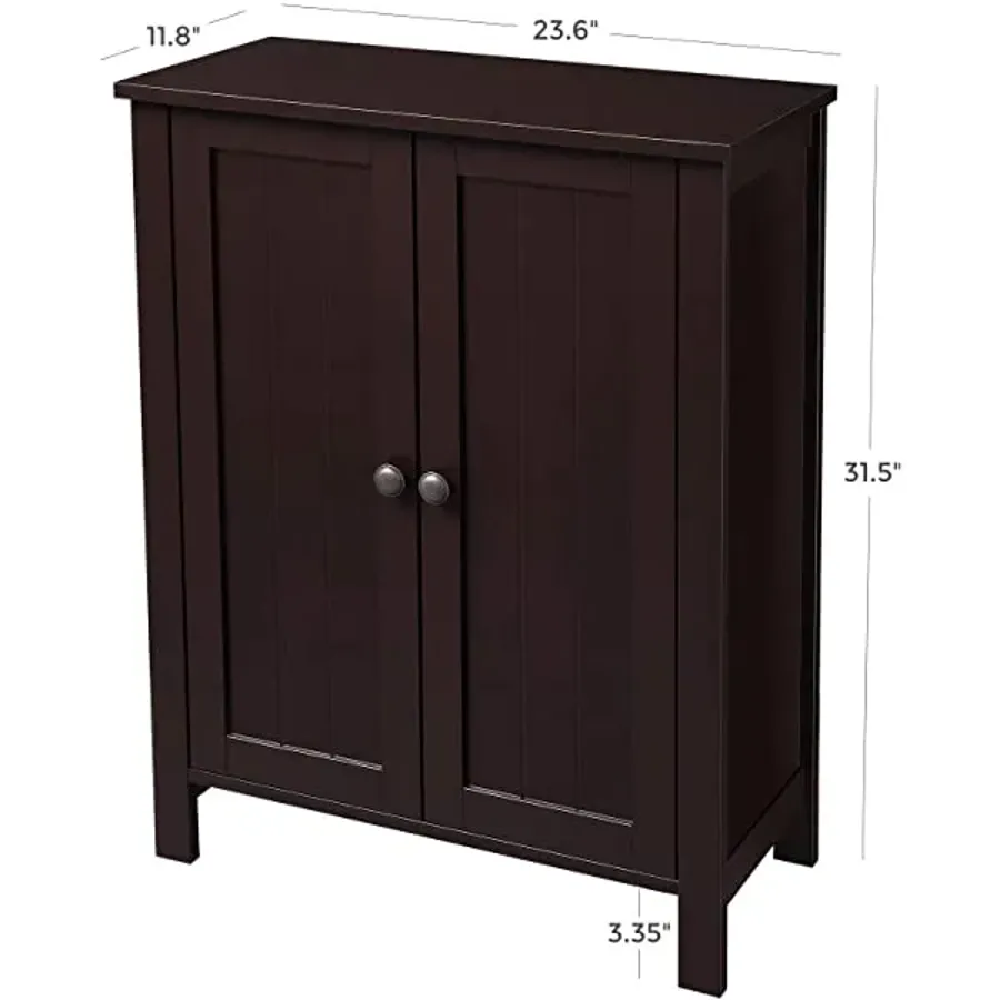 Bathroom Floor Storage Cabinet with Double Door Adjustable Shelf