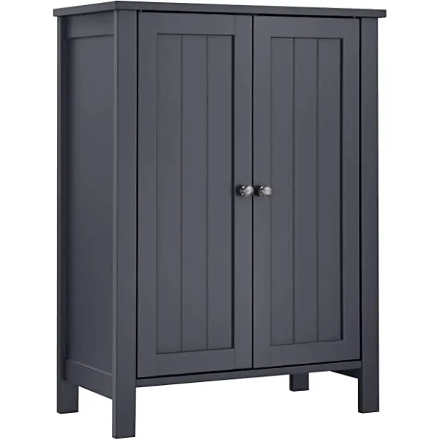 Bathroom Floor Storage Cabinet with Double Door Adjustable Shelf