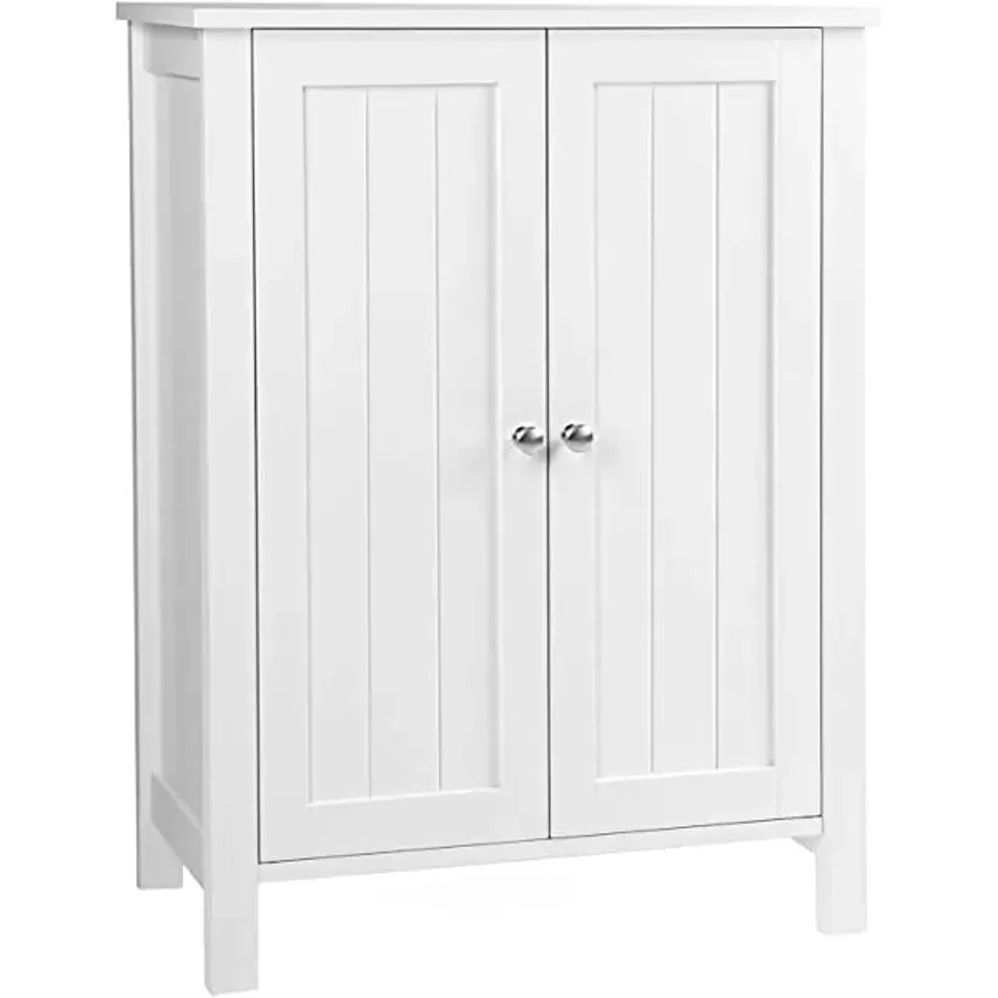 Bathroom Floor Storage Cabinet with Double Door Adjustable Shelf