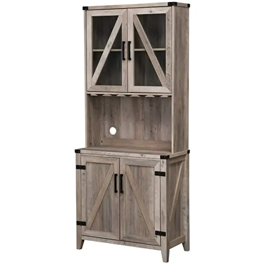 Bar Cabinet with Upper Glass Cabinet