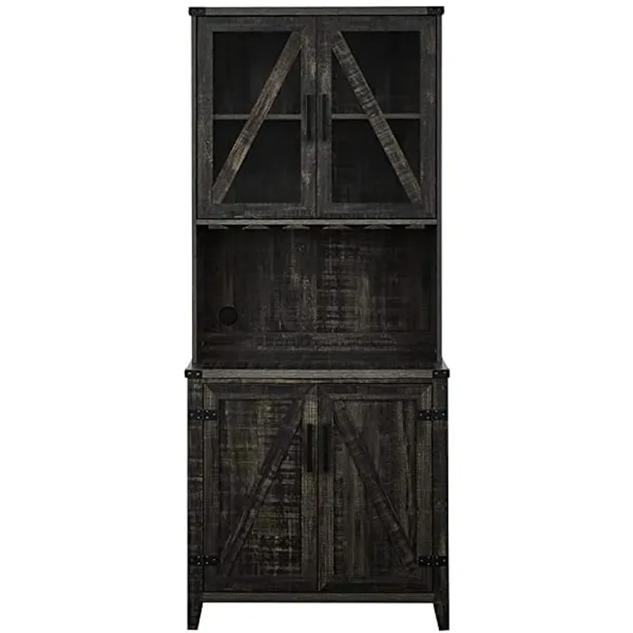 Bar Cabinet with Upper Glass Cabinet