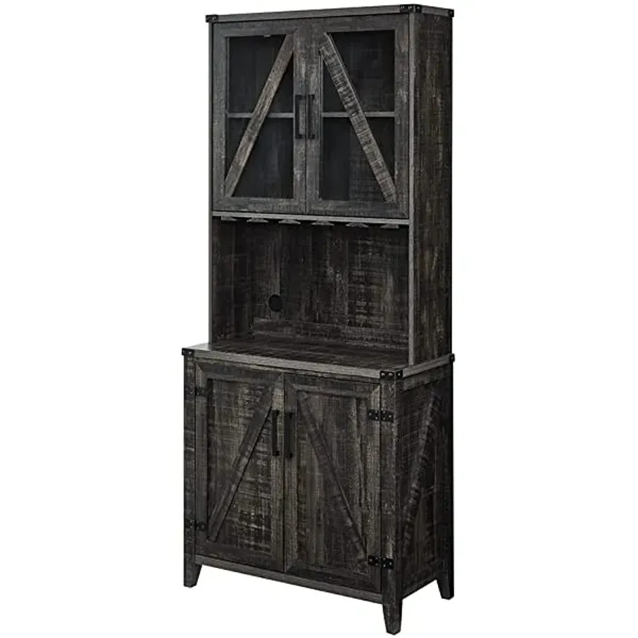 Bar Cabinet with Upper Glass Cabinet