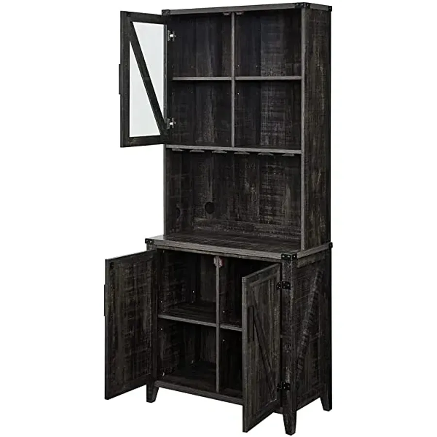 Bar Cabinet with Upper Glass Cabinet