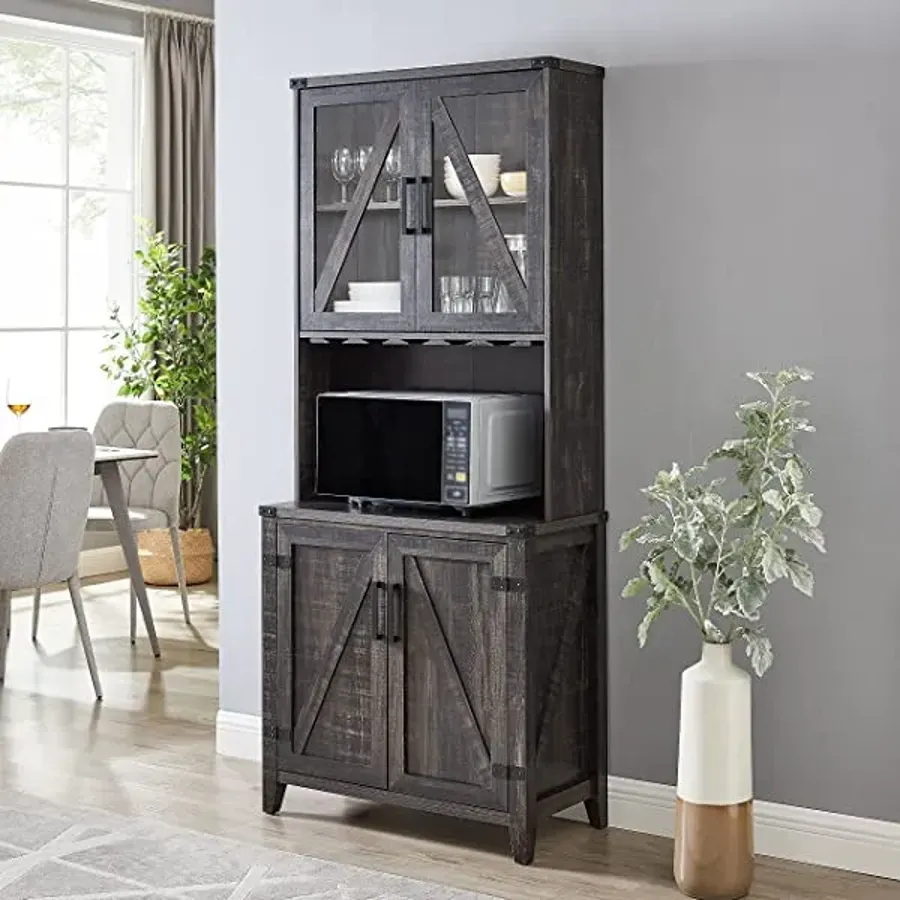 Bar Cabinet with Upper Glass Cabinet