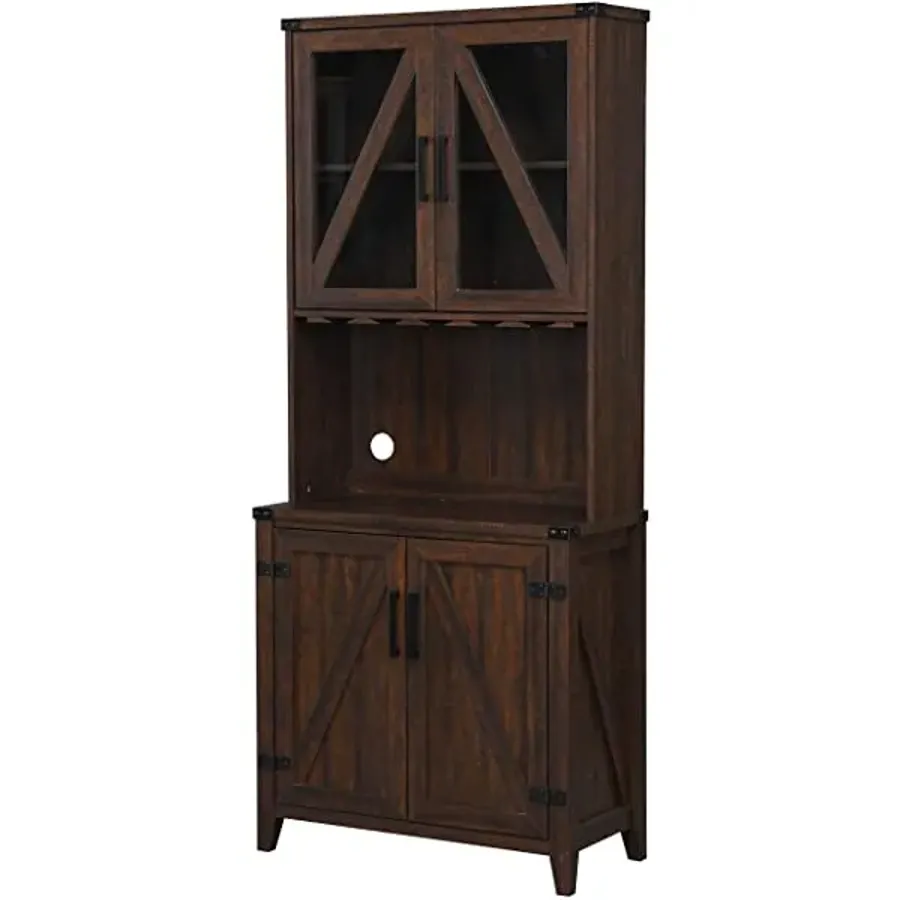 Bar Cabinet with Upper Glass Cabinet