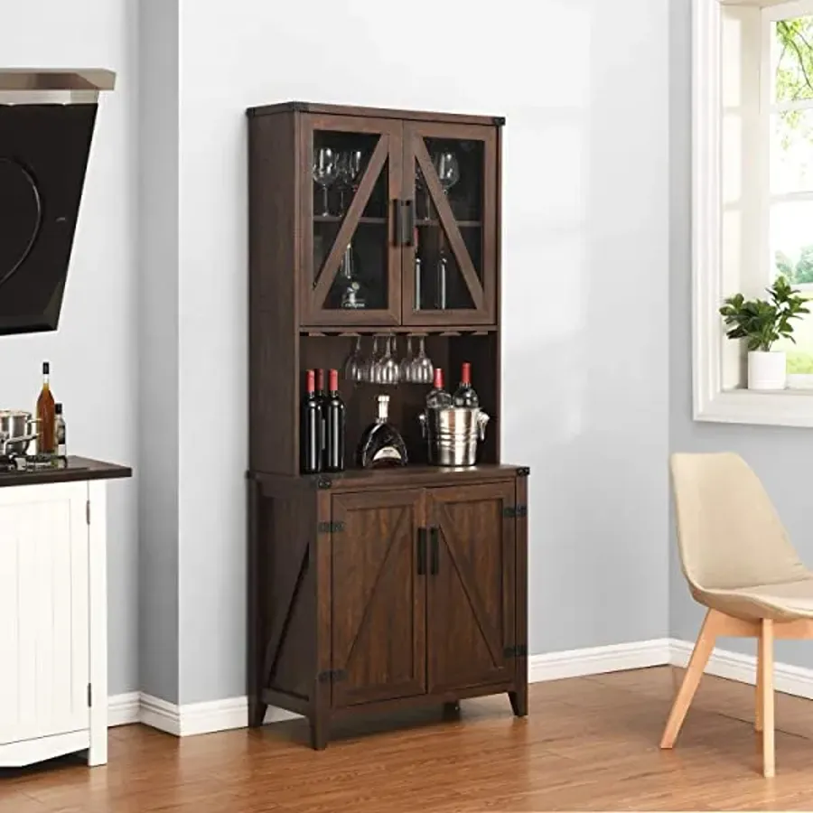 Bar Cabinet with Upper Glass Cabinet