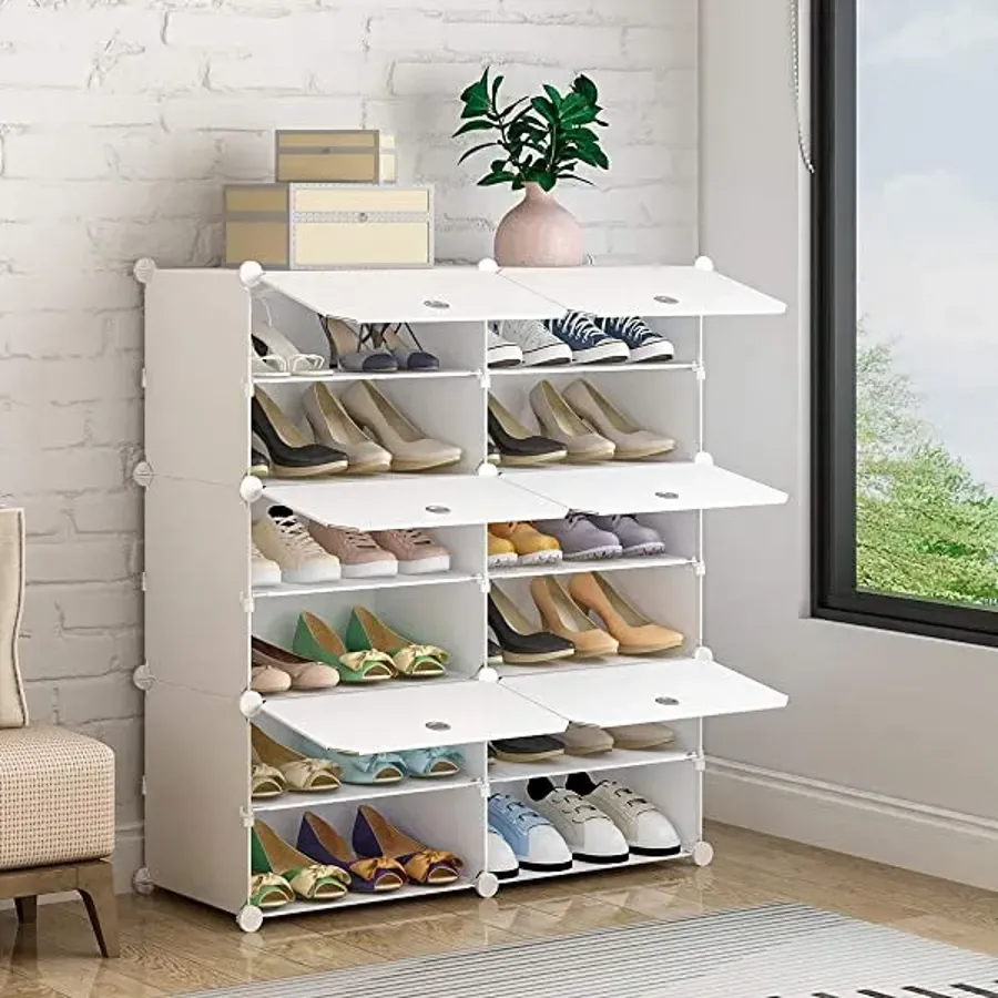 Portable Shoe Rack Organizer | 24 Pair Tower Shelf Storage Cabinet