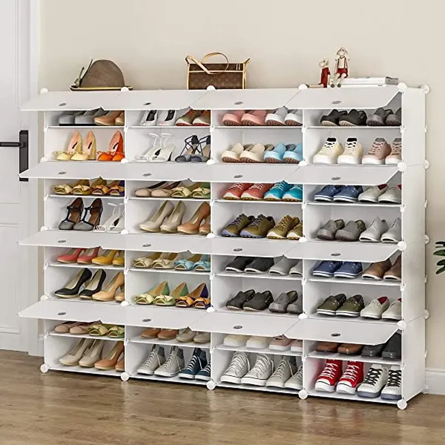 Portable Shoe Rack Organizer | 24 Pair Tower Shelf Storage Cabinet