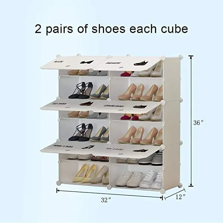 Portable Shoe Rack Organizer | 24 Pair Tower Shelf Storage Cabinet