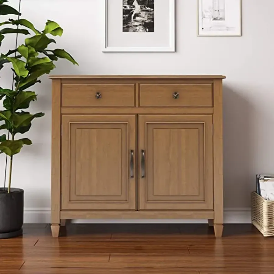 SOLID WOOD 40 inch Wide Transitional Entryway Storage Cabinet