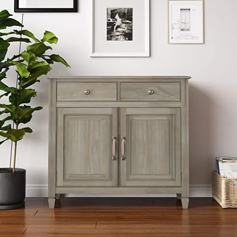 SOLID WOOD 40 inch Wide Transitional Entryway Storage Cabinet