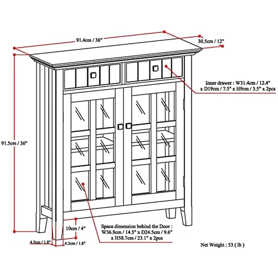 SOLID WOOD 40 inch Wide Transitional Entryway Storage Cabinet