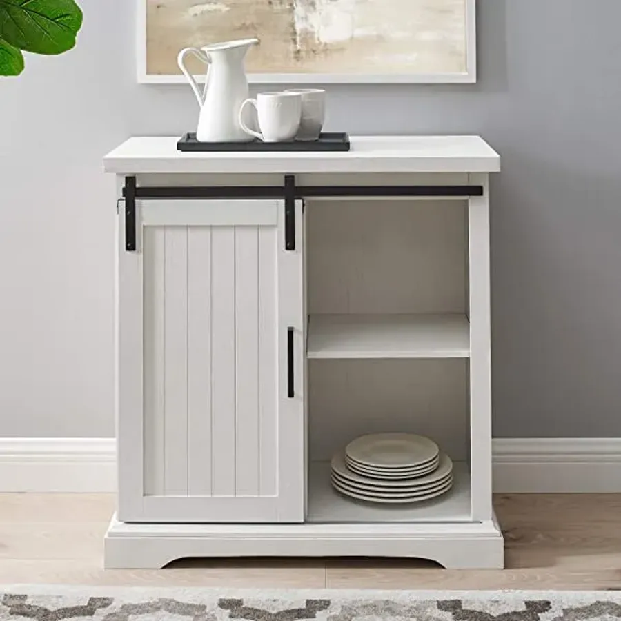 Modern Farmhouse Sliding Slat Door Storage Cabinet