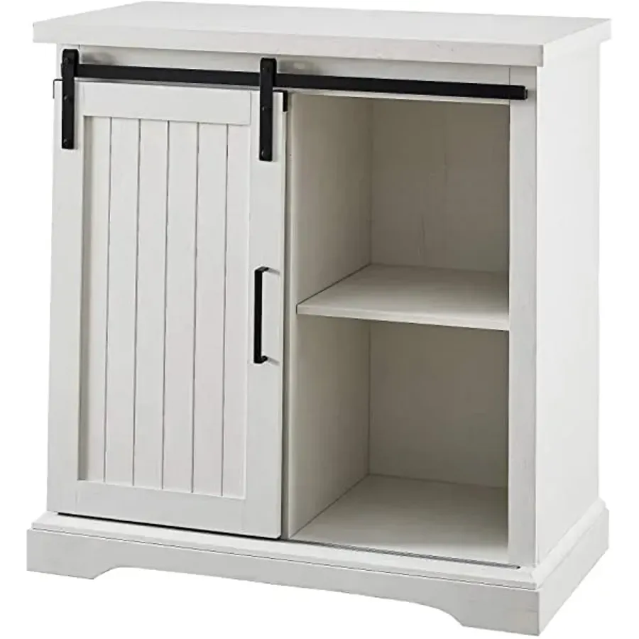 Modern Farmhouse Sliding Slat Door Storage Cabinet