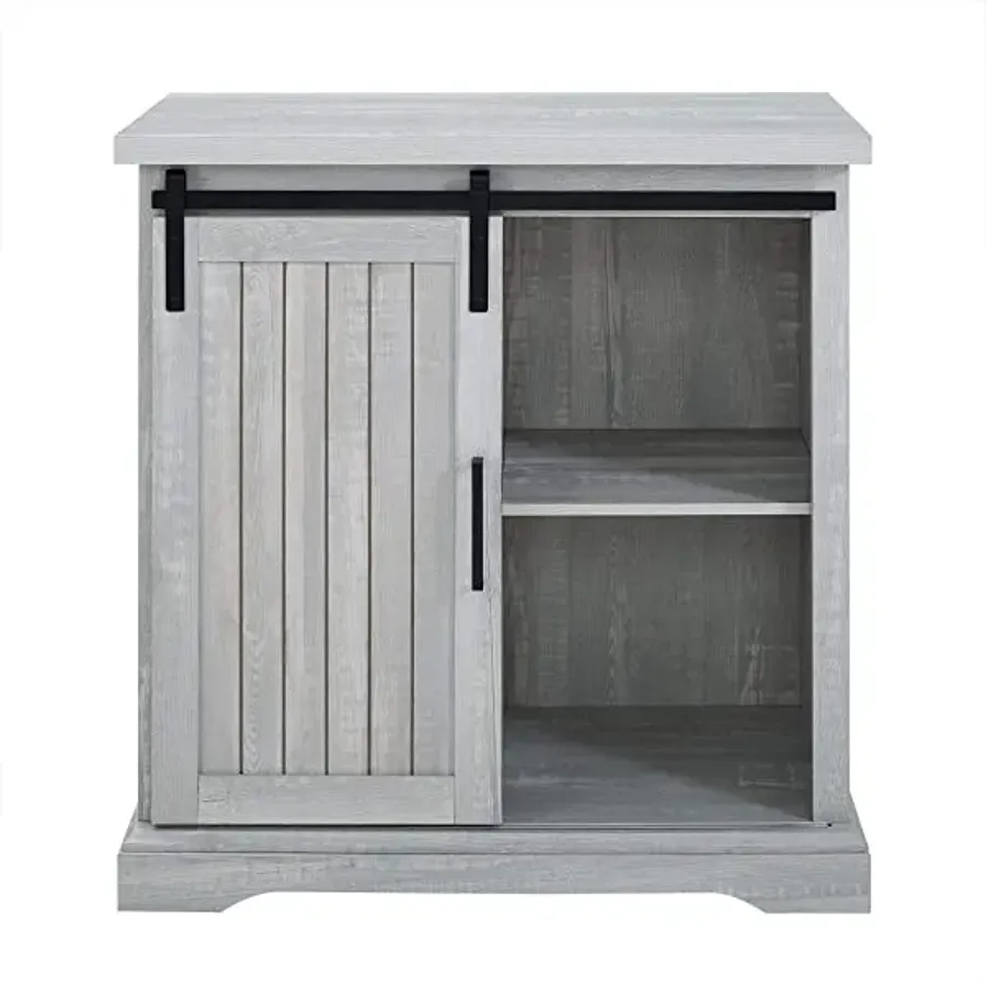 Modern Farmhouse Sliding Slat Door Storage Cabinet