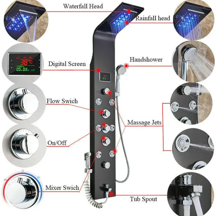 LED Shower Panel (Stainless Steel)