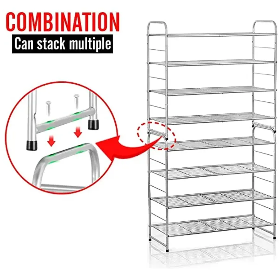 3-Tier Shoe Rack - Stackable and Adjustable Multi-Function