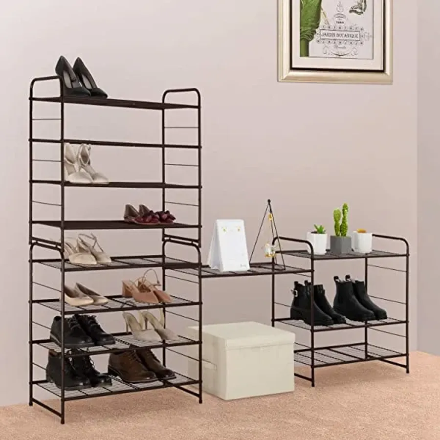 3-Tier Shoe Rack - Stackable and Adjustable Multi-Function