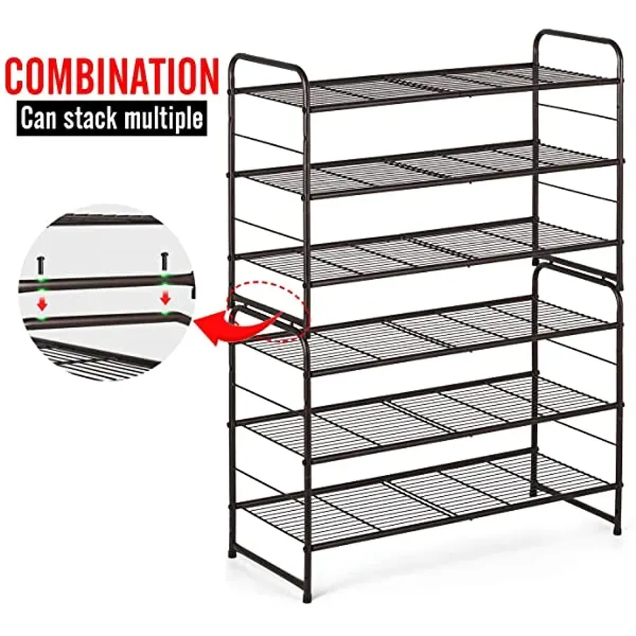 3-Tier Shoe Rack - Stackable and Adjustable Multi-Function