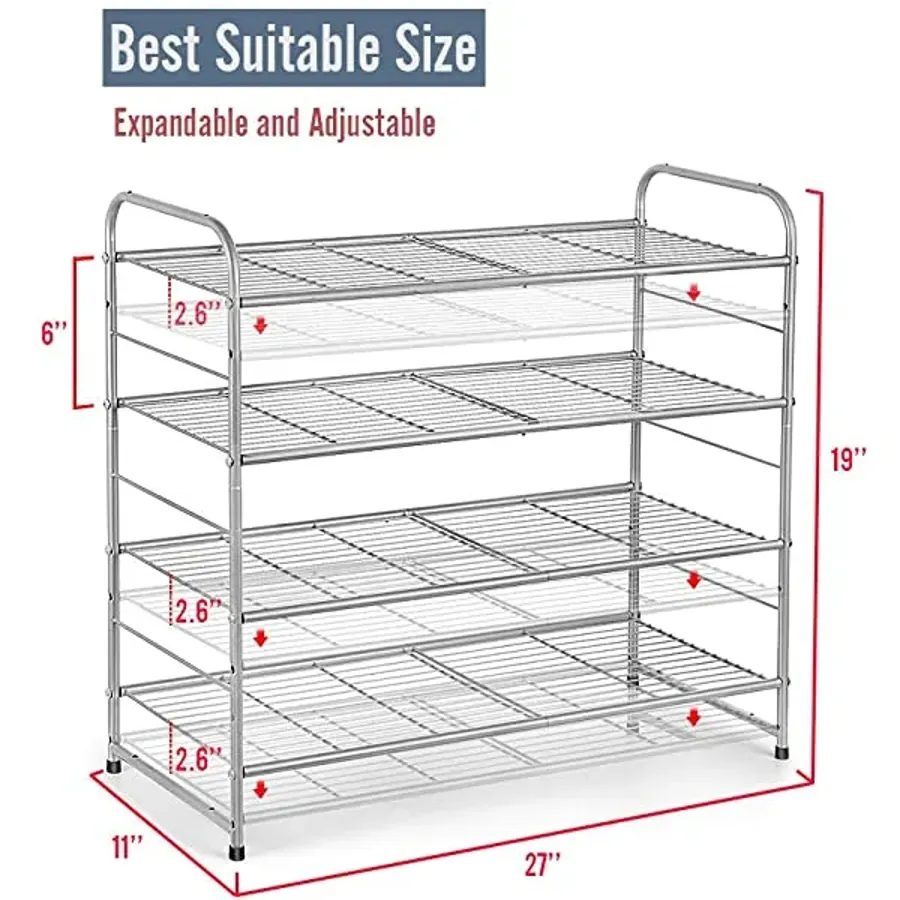 3-Tier Shoe Rack - Stackable and Adjustable Multi-Function