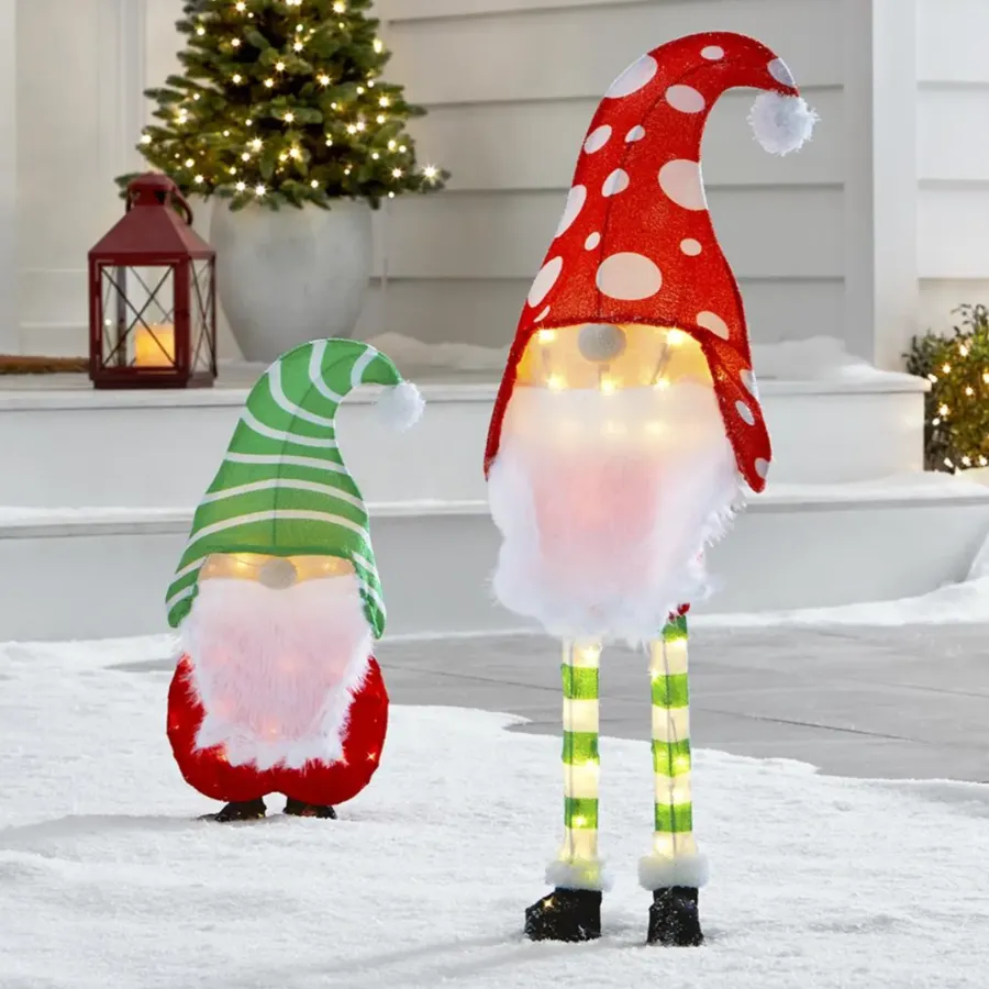 Illuminated Holiday Yard Gnomes