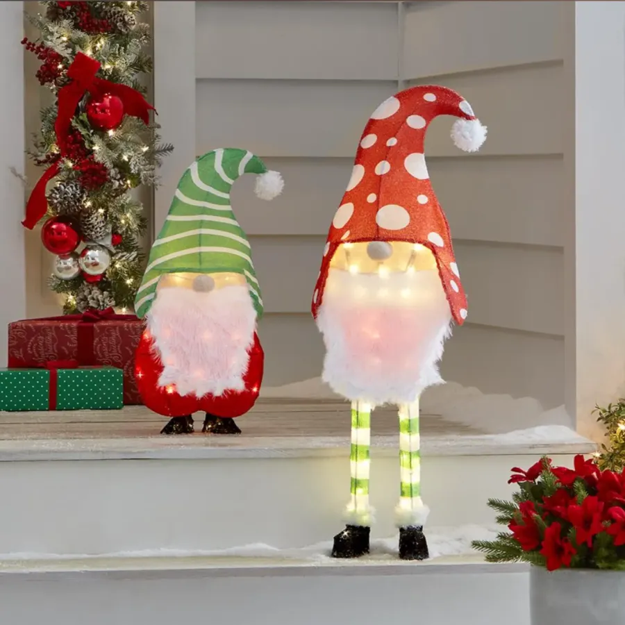 Illuminated Holiday Yard Gnomes