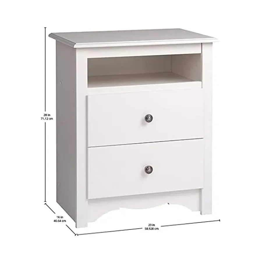 2 Drawer Nightstand with Open Shelf