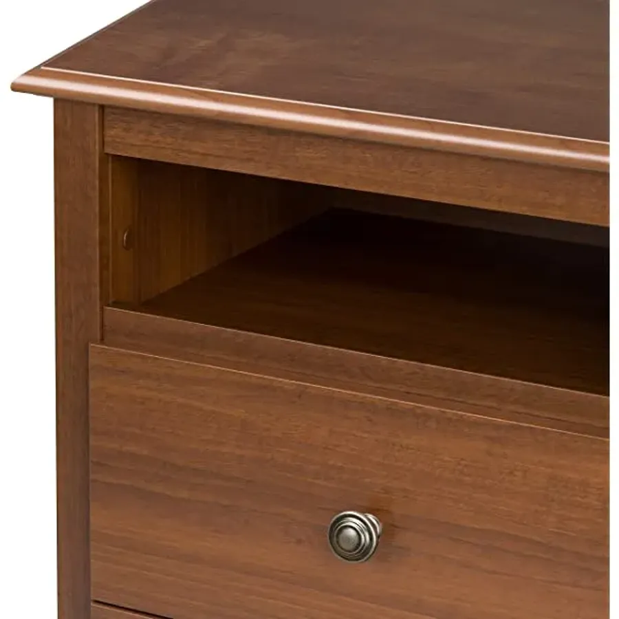 2 Drawer Nightstand with Open Shelf