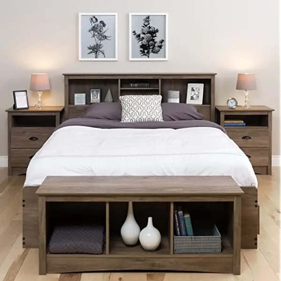 2 Drawer Nightstand with Open Shelf