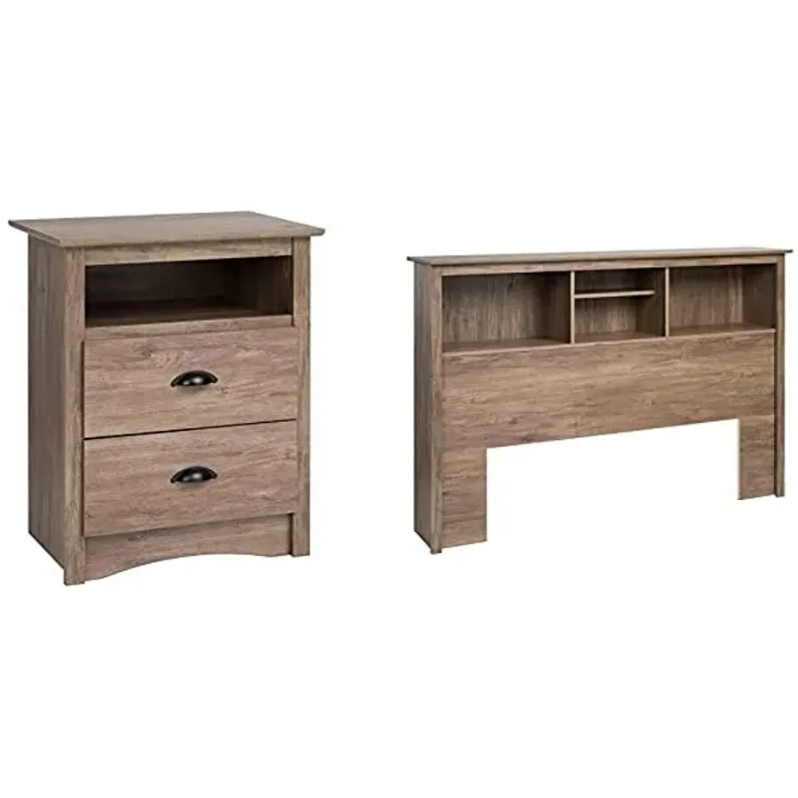 2 Drawer Nightstand with Open Shelf