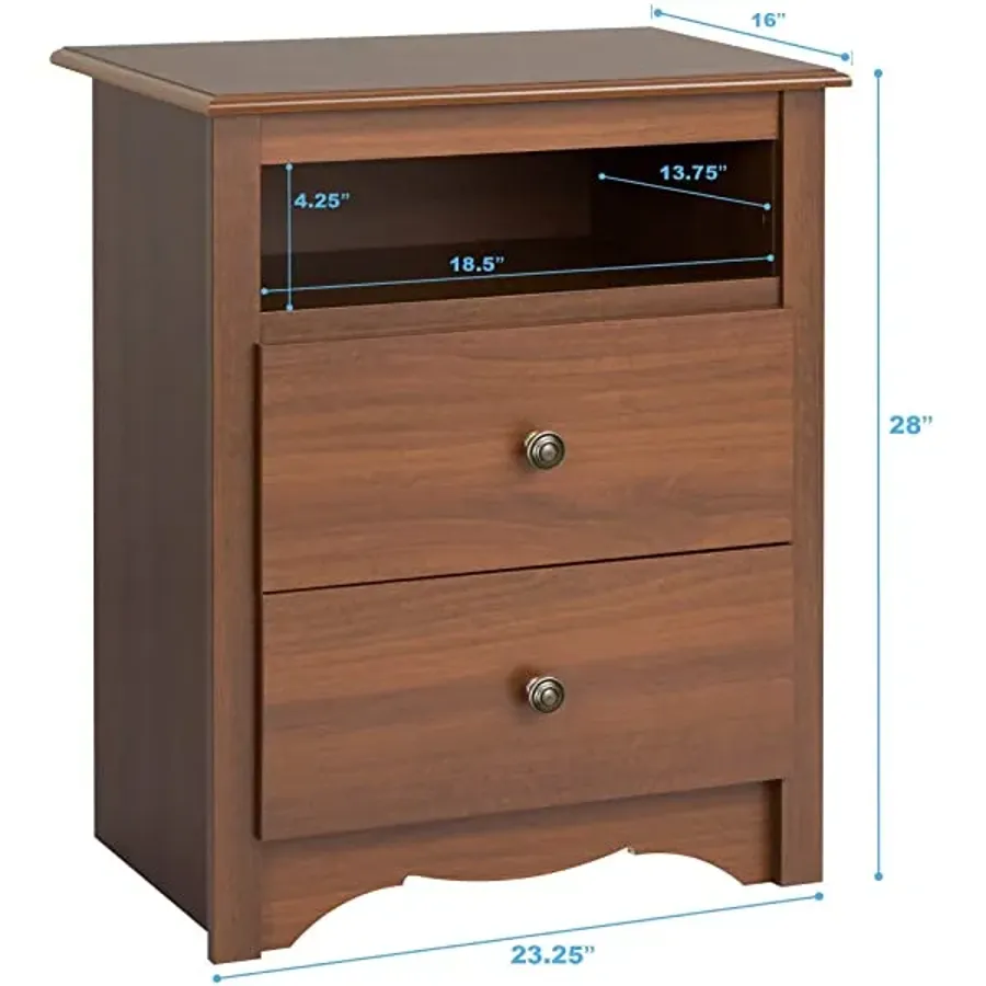 2 Drawer Nightstand with Open Shelf