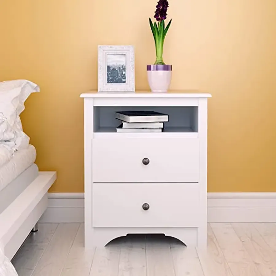 2 Drawer Nightstand with Open Shelf