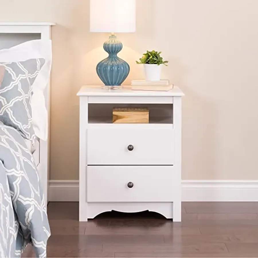 2 Drawer Nightstand with Open Shelf