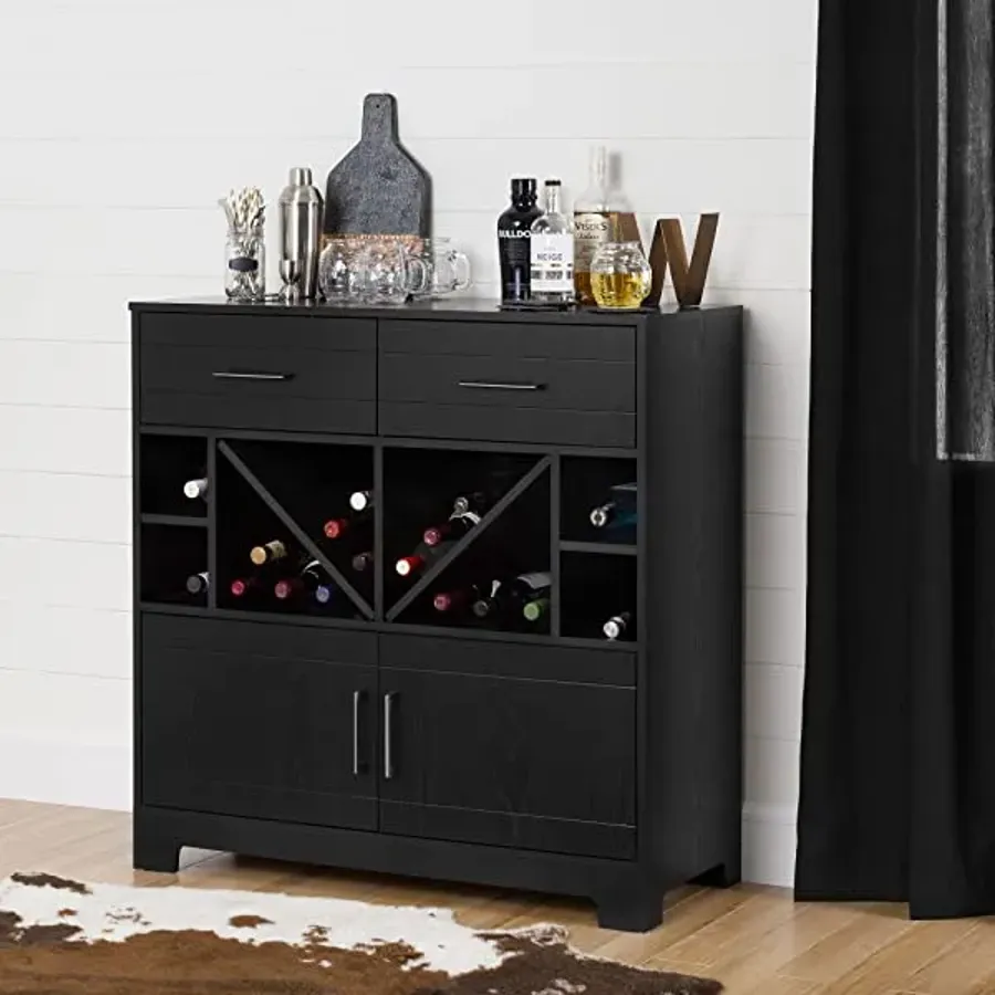 Bar Cabinet with Liquor and Wine Bottle Storage