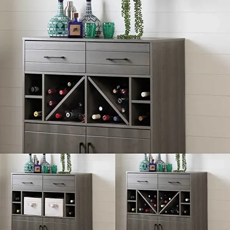 Bar Cabinet with Liquor and Wine Bottle Storage