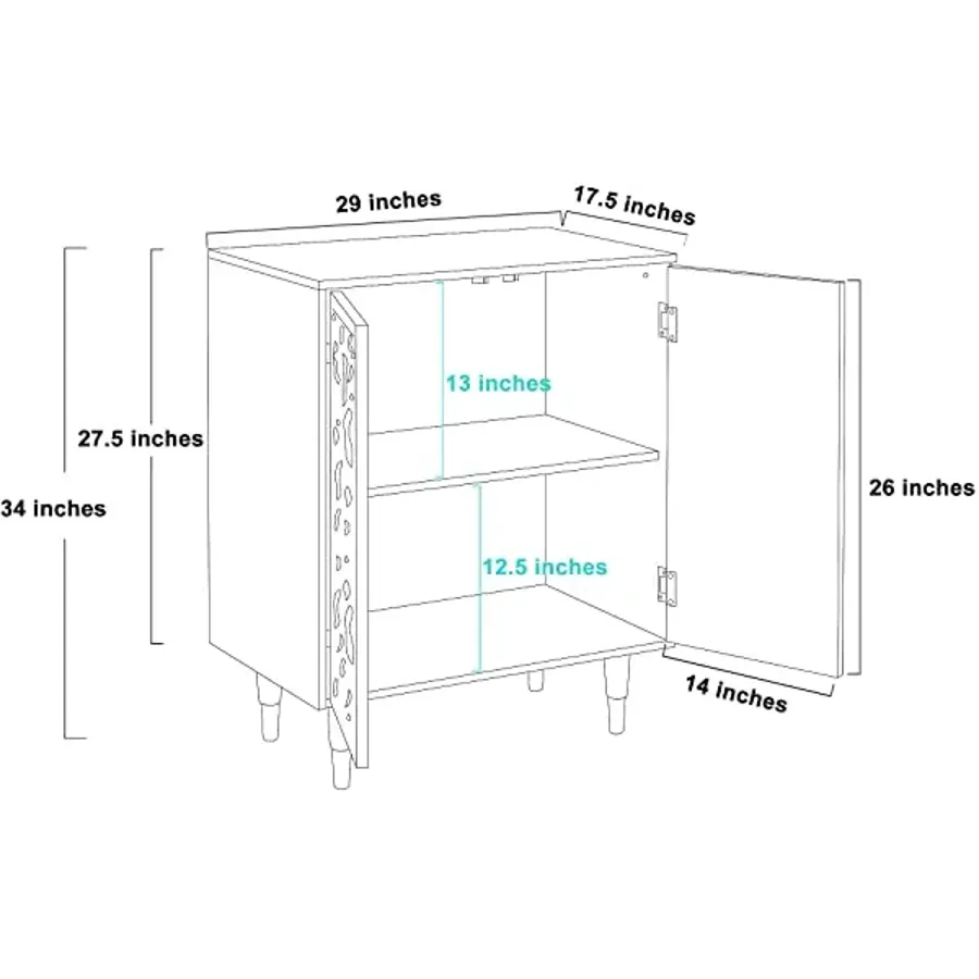 Carved Accent Storage Cabinet Floor Cabinet for Bedroom Living Room