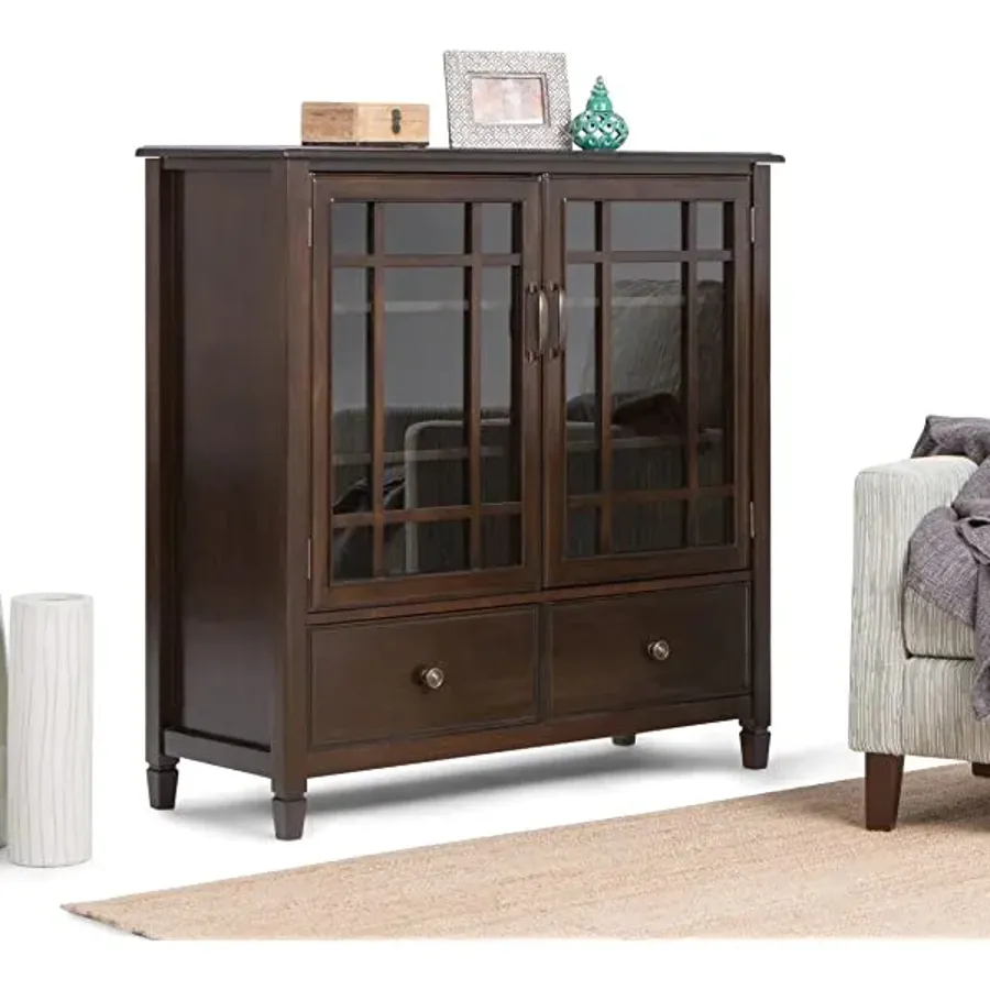 46 inch Wide Traditional Tall Storage Cabinet in Dark Chestnut Brown