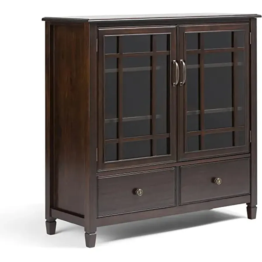 46 inch Wide Traditional Tall Storage Cabinet in Dark Chestnut Brown