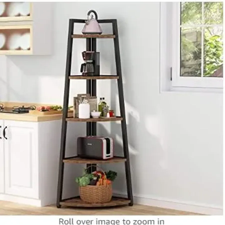 Modern 5 Tier Corner Shelf | 70 Inch Tall Corner Bookshelf