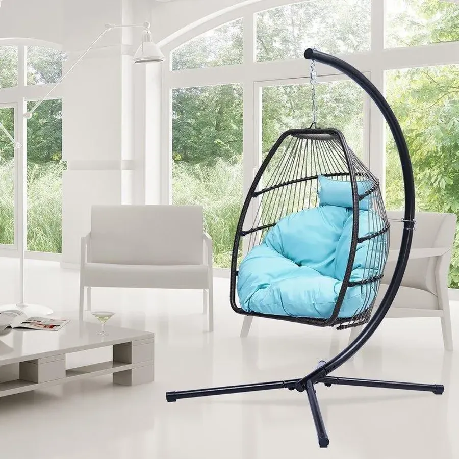 Rattan Swing Hammock Egg Chair With C Type Bracket