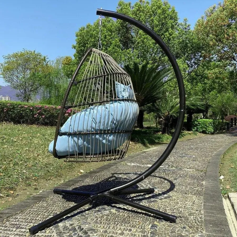 Rattan Swing Hammock Egg Chair With C Type Bracket