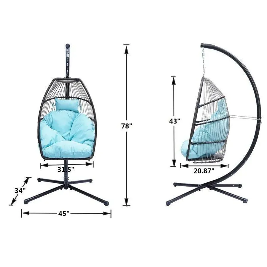 Rattan Swing Hammock Egg Chair With C Type Bracket