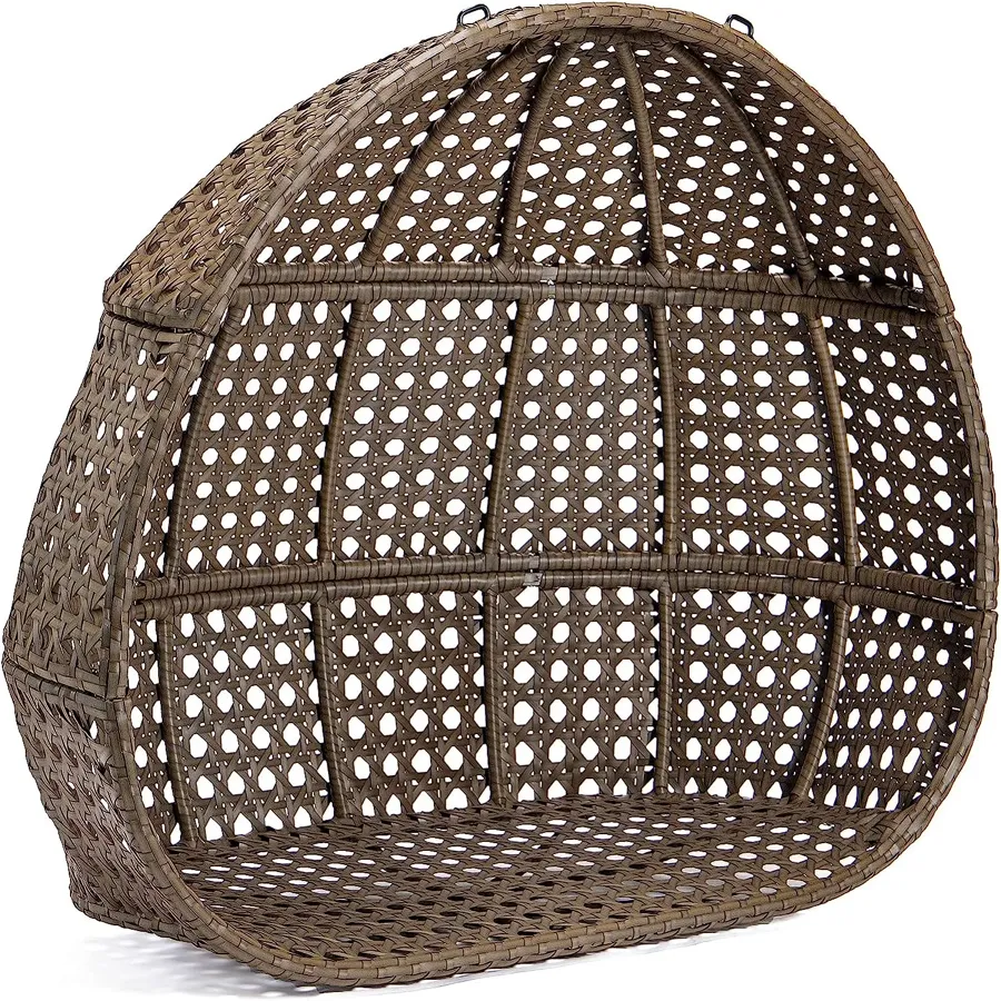 Wicker Rattan Egg Swing Chair with Stand and Cushion