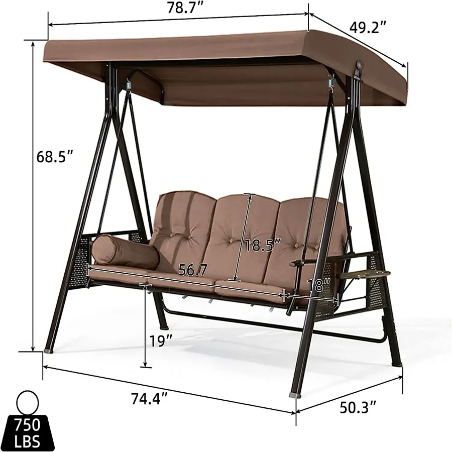 2-Seat Deluxe Outdoor Patio Porch Swing