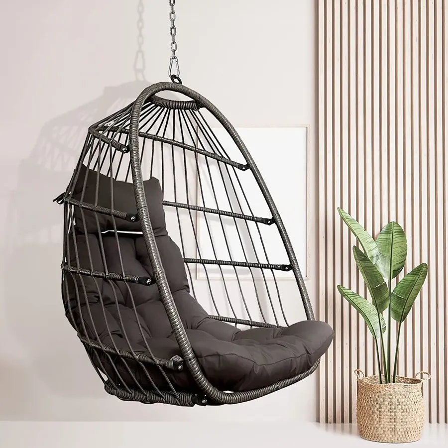 Foldable Wicker Rattan Hanging Egg Chair