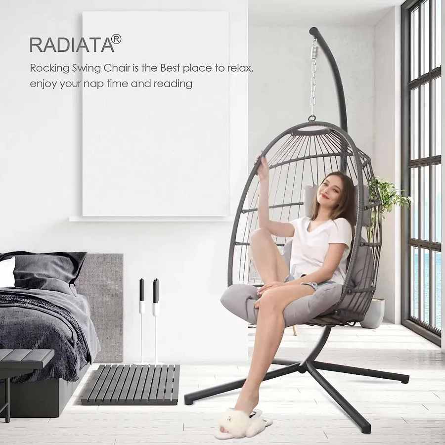 Foldable Wicker Rattan Hanging Egg Chair