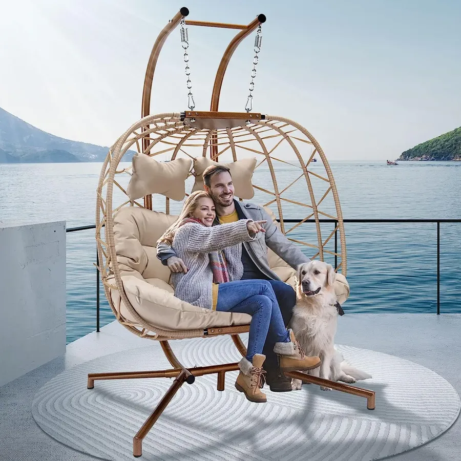 Foldable Wicker Rattan Hanging Egg Chair