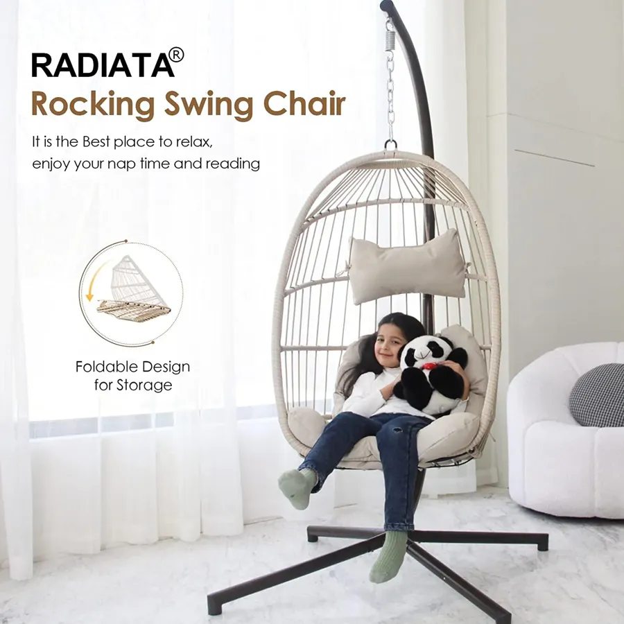 Foldable Wicker Rattan Hanging Egg Chair