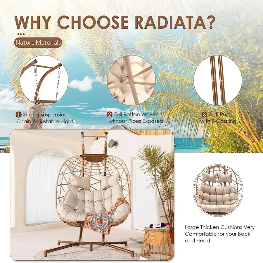 Foldable Wicker Rattan Hanging Egg Chair